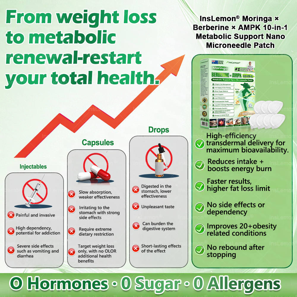 𝐈𝐧𝐬𝐋𝐞𝐦𝐨𝐧® 𝗠𝗼𝗿𝗶𝗻𝗴𝗮 × 𝗕𝗲𝗿𝗯𝗲𝗿𝗶𝗻𝗲 × 𝗔𝗠𝗣𝗞 𝟭𝟬-𝗶𝗻-𝟭 𝗠𝗲𝘁𝗮𝗯𝗼𝗹𝗶𝗰 𝗦𝘂𝗽𝗽𝗼𝗿𝘁 𝗡𝗮𝗻𝗼 𝗠𝗶𝗰𝗿𝗼𝗻𝗲𝗲𝗱𝗹𝗲 𝗣𝗮𝘁𝗰𝗵 (𝐉𝐮𝐬𝐭 𝐨𝐧𝐜𝐞 𝐚 𝐝𝐚𝐲, 𝐯𝐢𝐬𝐢𝐛𝐥𝐞 𝐜𝐡𝐚𝐧𝐠𝐞𝐬 𝐢𝐧 𝟕 𝐝𝐚𝐲𝐬） ✅ 𝐅𝐨𝐫 𝐨𝐛𝐞𝐬𝐢𝐭𝐲, 🅛🅞🅞🅢🅔 🅢🅚🅘🅝,𝐝𝐢𝐚𝐛𝐞𝐭𝐞𝐬, 𝐬𝐥𝐞𝐞𝐩 𝐚𝐩𝐧𝐞𝐚, 𝐣𝐨𝐢𝐧𝐭 𝐢𝐬𝐬𝐮𝐞𝐬, 𝐚𝐧𝐝 𝐦𝐨𝐫𝐞🔥