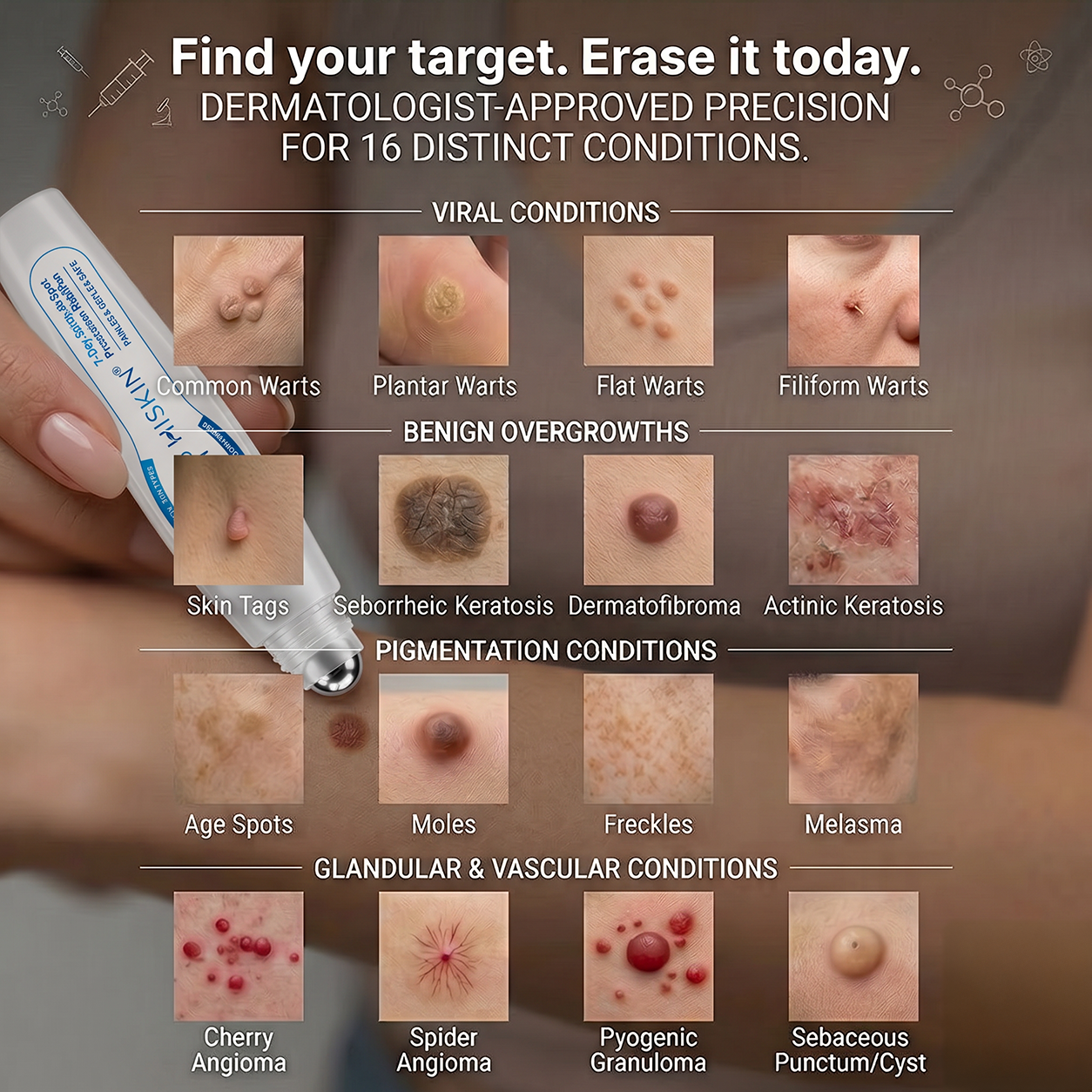 𝐇𝐈𝐒𝐊𝐈𝐍®👩‍⚕️ 𝟕-𝐃𝒂𝘆 𝐒𝗸𝐢𝐧 𝐓𝒂𝗴 & 𝐒𝐩𝙤𝐭 𝐄𝐫𝒂𝐬𝙚𝐫 Painless & Scar-Free Advanced Imperfection Removal Rollerball Pen✨
